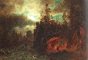 Bierstadt, Albert The Trappers' Camp Sweden oil painting artist
